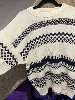 Nordic/ Fair Isle Knit Crewneck Sweatshirt